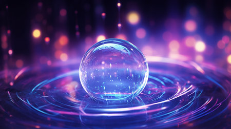 A crystal ball with colorful bokeh background.の素材
