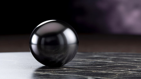 Black glossy crystal ball on a black backgroundの素材