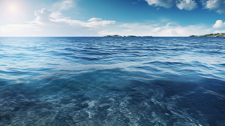 Beautiful seascape, water surface and sky with clouds. Nature composition.の素材