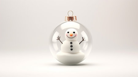 Snowman inside a glass ball on a white background. Isolatedの素材