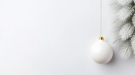 Christmas ball on pastel background. Flat lay, top view with copy spaceの素材