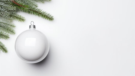 Christmas ball on pastel background. Flat lay, top view with copy spaceの素材