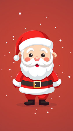 Cute Santa Claus on minimalist background with copy space. Merry Christmas and Happy New Year. Christmas greeting card.の素材