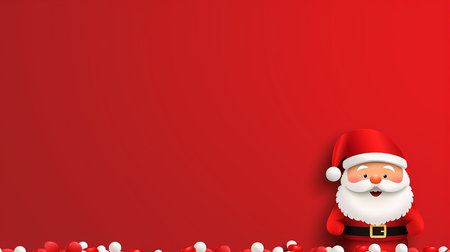Cute Santa Claus on minimalist background with copy space. Merry Christmas and Happy New Year. Christmas greeting card.の素材