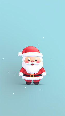 Cute Santa Claus on minimalist background with copy space. Merry Christmas and Happy New Year. Christmas greeting card.の素材