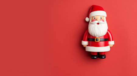 Cute Santa Claus on minimalist background with copy space. Merry Christmas and Happy New Year. Christmas greeting card.の素材