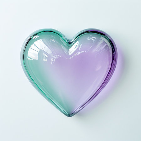 Glass heart isolated on a pastel background. Valentine's day conceptの素材