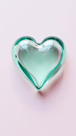 Glass heart isolated on a pastel background. Valentine's day conceptの素材