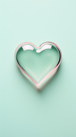 Glass heart isolated on a pastel background. Valentine's day conceptの素材