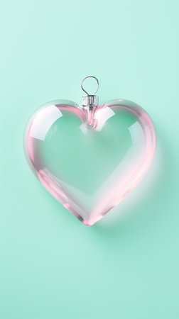 Glass heart isolated on a pastel background. Valentine's day conceptの素材