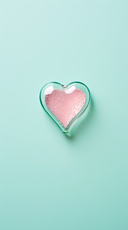 Glass heart isolated on a pastel background. Valentine's day conceptの素材