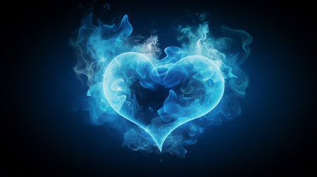 Heart-shaped smoke on a plain background. Copy space. Design element for Valentine's Day.の素材