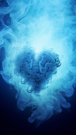 Heart-shaped smoke on a plain background. Copy space. Design element for Valentine's Day.の素材