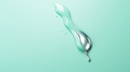 Metallic teal paint splashing on a background of the same colorの素材