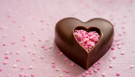 Chocolate heart with pink filing for Valentine's dayの素材