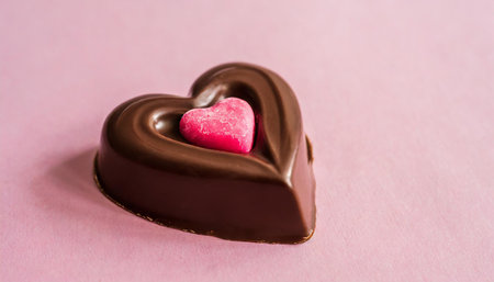 Chocolate heart with pink filing for Valentine's dayの素材