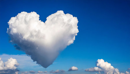 Heart-shaped cloud in the sky, Valentines day backgroundの素材