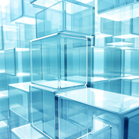Abstract illustration of transparent cubes background. Futuristic background designの素材
