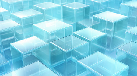 Abstract background made of blue cubes. Square shape.の素材