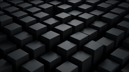 Black cubes abstract background, 3d render, square pattern, geometricの素材