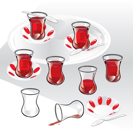 Set of Turkish tea and components. のイラスト素材