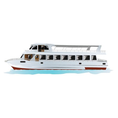 Traditional Turkish passenger boat in Istanbul, Turkey. Isolated on white. Vector, illustration.のイラスト素材