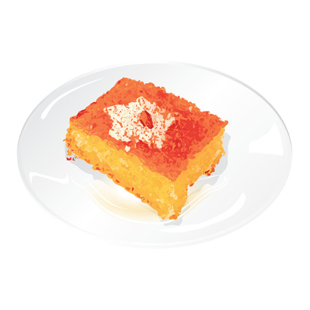 revani on a plate,のイラスト素材