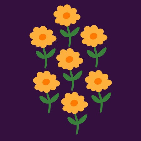 Flower pattern on a purple background. Vector illustration, flat design.のイラスト素材