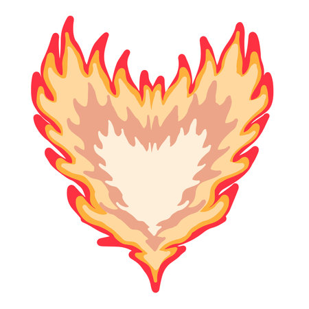 Flame heart icon in cartoon style isolated on white background vector illustrationのイラスト素材