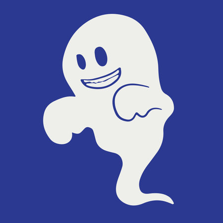 Halloween ghost. Vector illustration of a ghost isolated on blue background.のイラスト素材