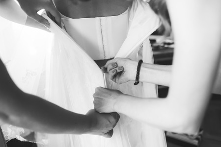 Beautiful bride in wedding dressの写真素材