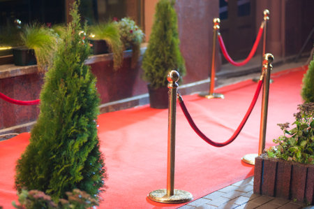 red carpet - is traditionally used to mark the route taken by heads of state on ceremonial and formal occasionsの写真素材