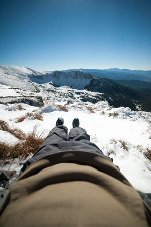 Winter in the national park with mountains
