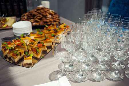Served table. Decorated buffet at the weddingの写真素材