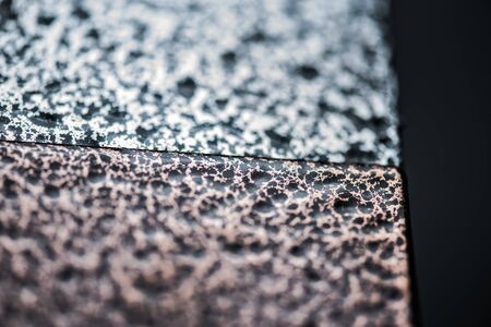 Powder coatings samples on metal plateの写真素材