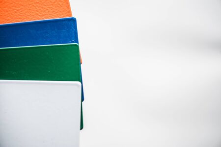 Powder coatings samples on metal plateの写真素材