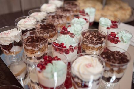 Wedding tasty decorations. Candy bar. Sweet tableの写真素材