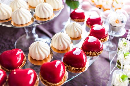 Wedding tasty decorations. Candy bar. Sweet tableの写真素材
