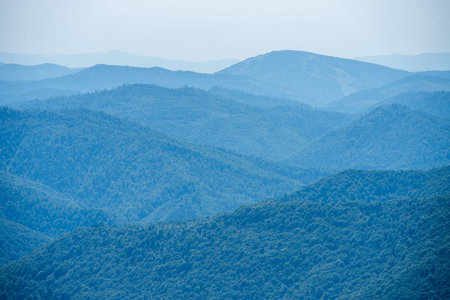 Mountain landscape. View from the top of the mountain range.