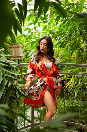 woman wearing summer clothes on tropical resortの写真素材