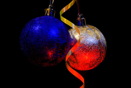 New Year toys on a black backgroundの写真素材