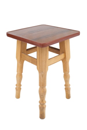 Wooden stool on a white backgroundの写真素材