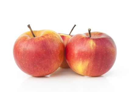 Red apples on a white backgroundの写真素材