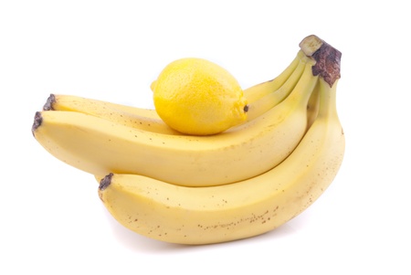 Bananas and lemon の写真素材
