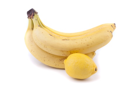 Bananas and lemon の写真素材