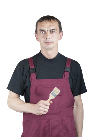 House painter with paint brush in handの写真素材