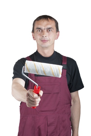 House painter with paint rollerの写真素材