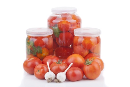 Fresh and canned tomatoes の写真素材