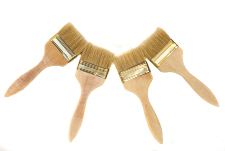Paint brushes on a white background.の写真素材