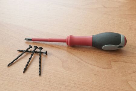 Screwdriver and screwsの写真素材